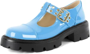 SAMMITOP Women's Mary Jane Shoes Platform Lug Sole Low Heel Chunky Pumps Round Toe Oxfords Shoes Kawaii Punk Goth Uniform Dress Shoes 2 Inches