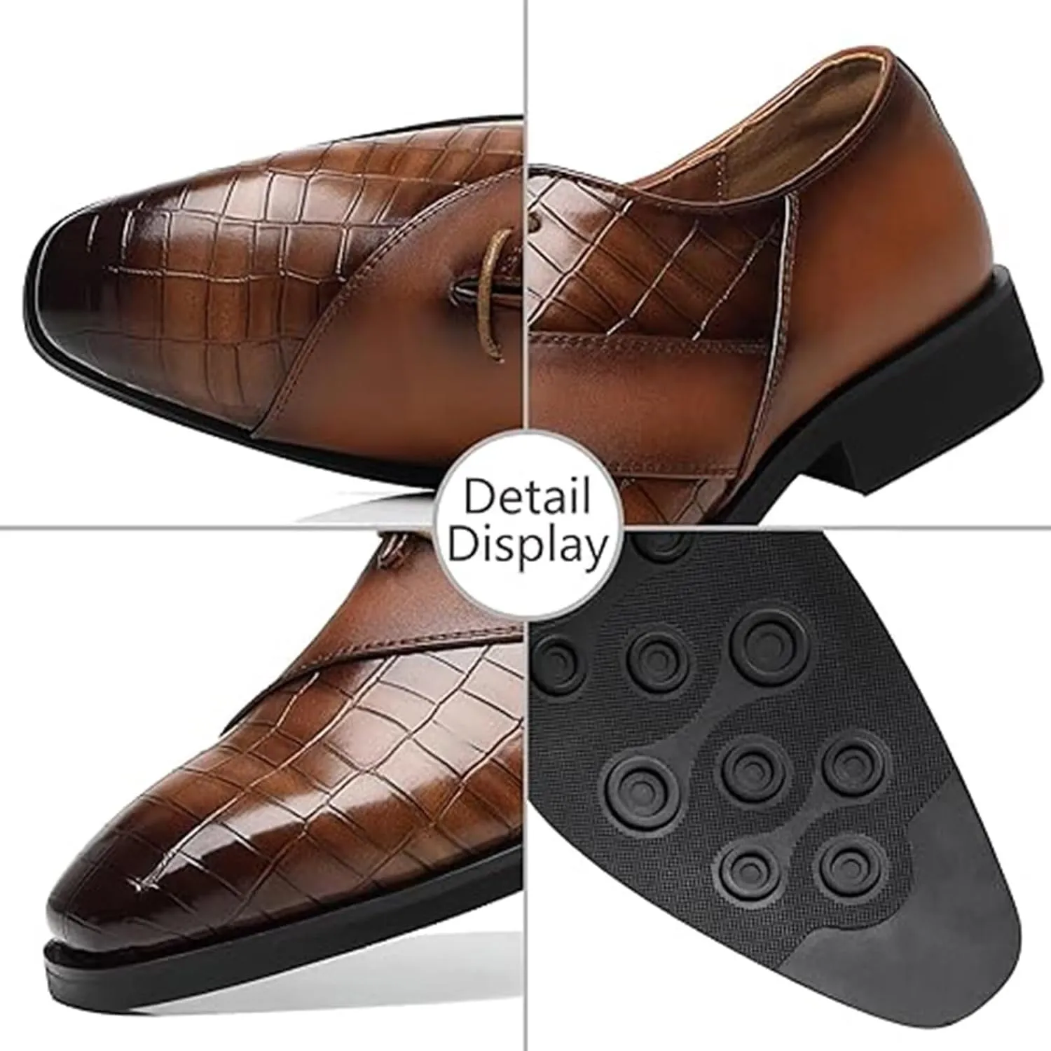 SANNAX Men’s Oxfords Formal Lace Up Dress Shoes, Classic Business Casual Leather Shoes for Men