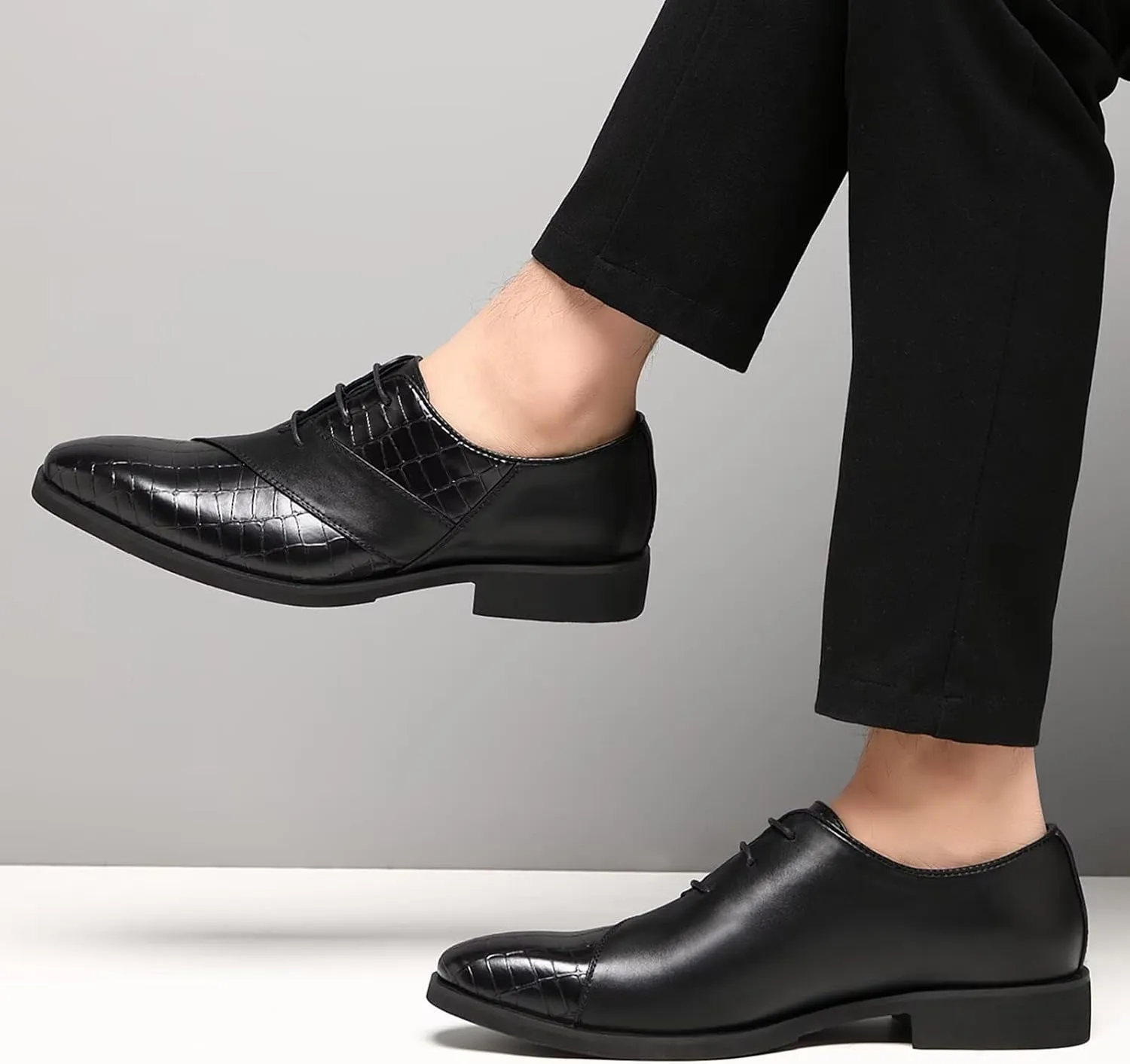 SANNAX Men’s Oxfords Formal Lace Up Dress Shoes, Classic Business Casual Leather Shoes for Men