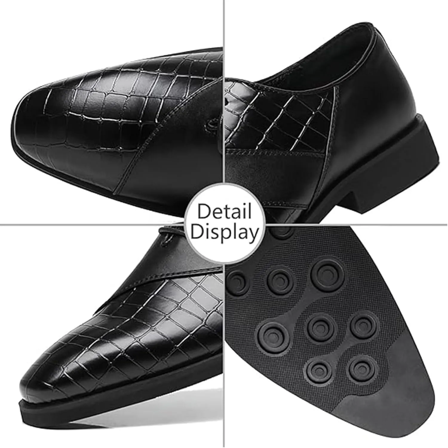 SANNAX Men’s Oxfords Formal Lace Up Dress Shoes, Classic Business Casual Leather Shoes for Men
