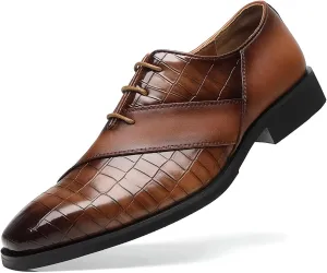 SANNAX Men’s Oxfords Formal Lace Up Dress Shoes, Classic Business Casual Leather Shoes for Men