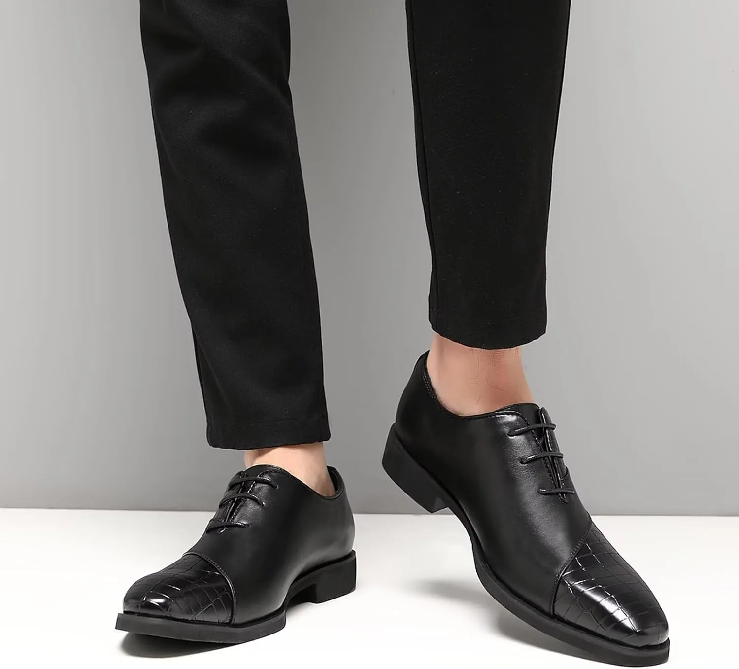 SANNAX Men’s Oxfords Formal Lace Up Dress Shoes, Classic Business Casual Leather Shoes for Men