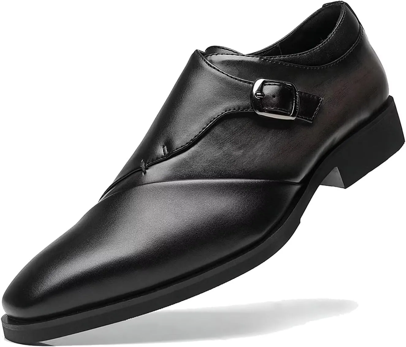 SANNAX Monk Strap Men’s Dress Loafer Shoes Plain Toe Classic Oxfords Shoes for Formal Business Wedding