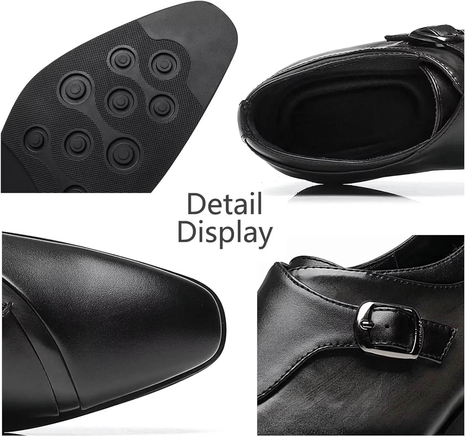 SANNAX Monk Strap Men’s Dress Loafer Shoes Plain Toe Classic Oxfords Shoes for Formal Business Wedding