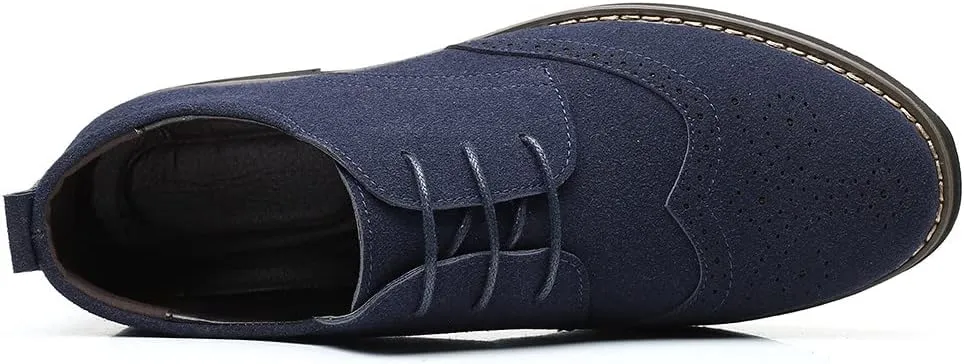 Santimon Mens Fashion Suede Leather Wingtip Oxfords Business Dress Casual Brogue Derby Shoes
