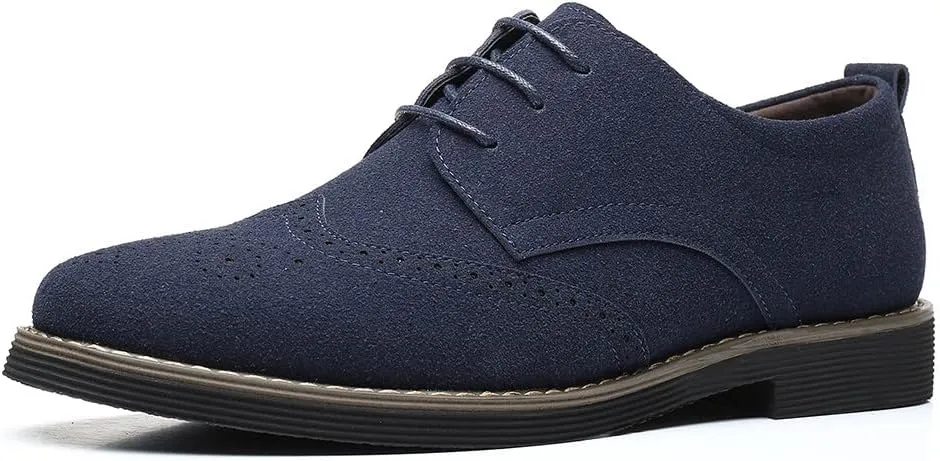 Santimon Mens Fashion Suede Leather Wingtip Oxfords Business Dress Casual Brogue Derby Shoes