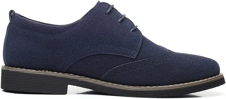 Santimon Mens Fashion Suede Leather Wingtip Oxfords Business Dress Casual Brogue Derby Shoes