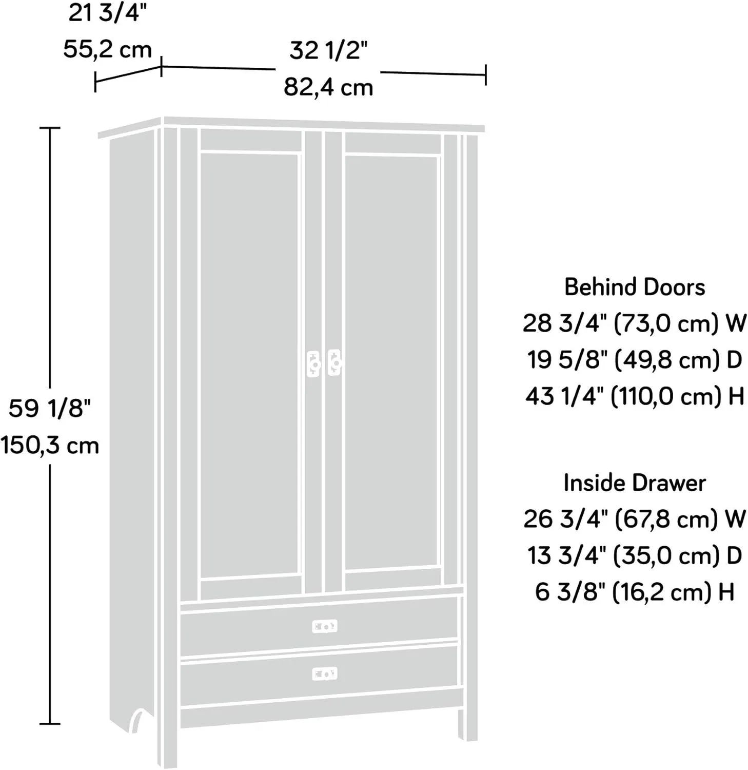 Sauder Cottage Road Armoire, Soft White finish