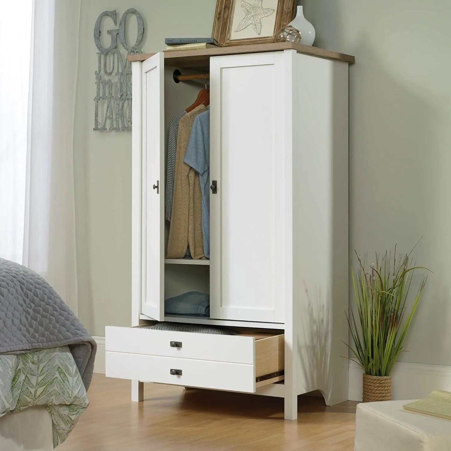 Sauder Cottage Road Armoire, Soft White finish