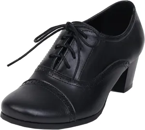 SHEMEE Women's Chunky Lace Up Vintage Oxfords Dress Pumps Round Toe Block Mid Heels Retro Brogues Shoes