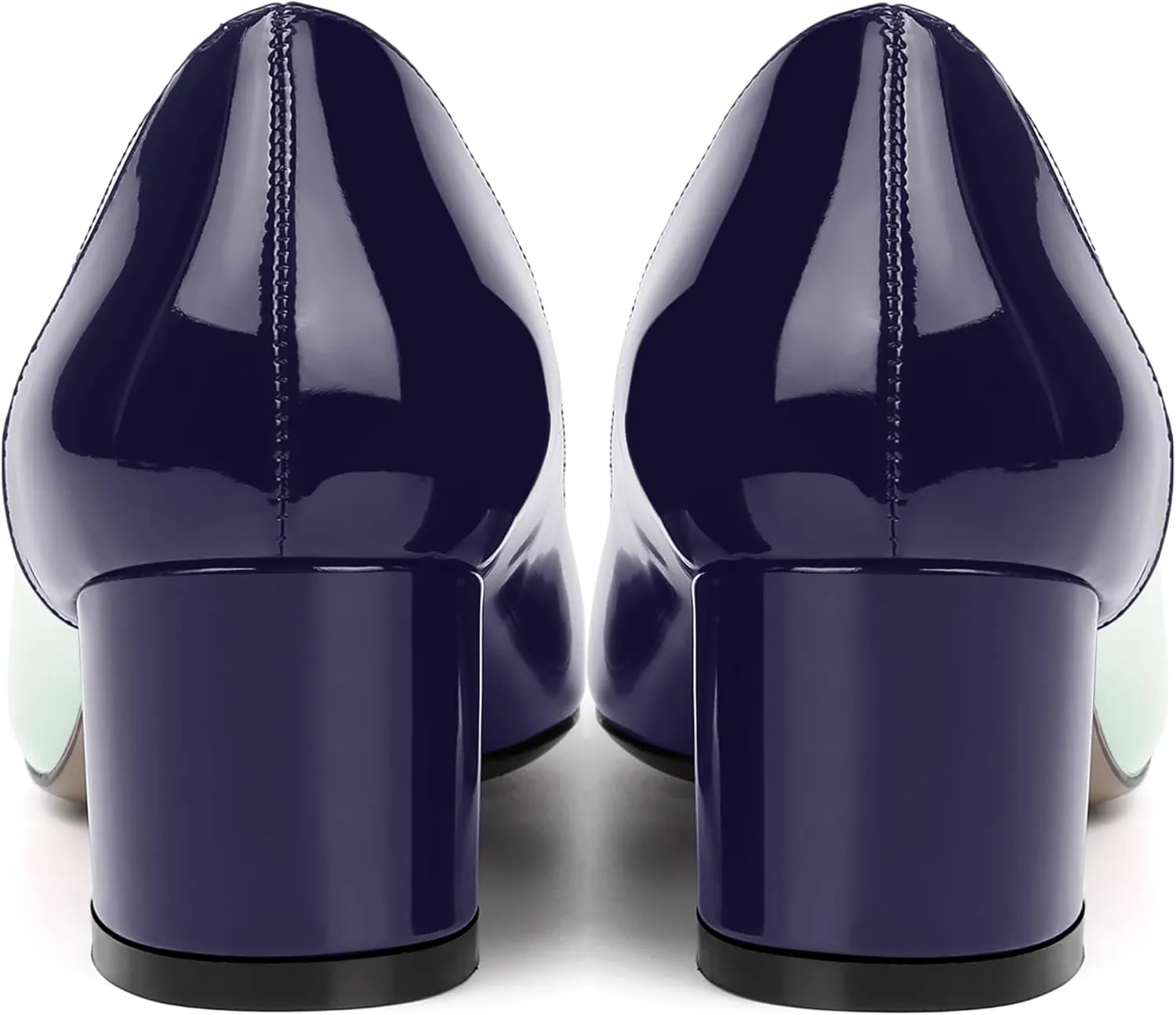 SHOWFOREST Women's Formal Patent Slip On Office Pointed Toe Solid Chunky Low Heel Pumps Shoes 2 Inch
