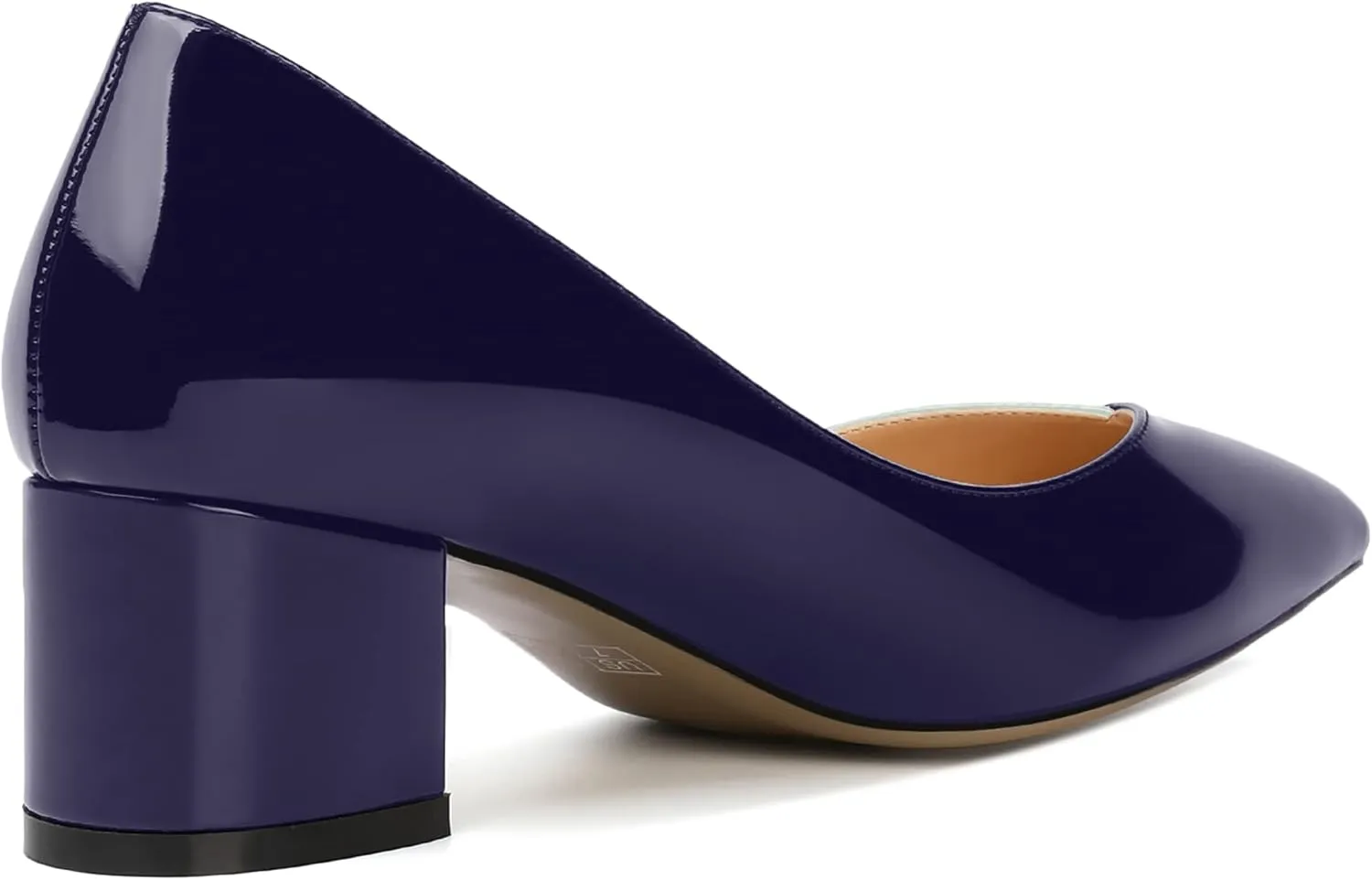 SHOWFOREST Women's Formal Patent Slip On Office Pointed Toe Solid Chunky Low Heel Pumps Shoes 2 Inch