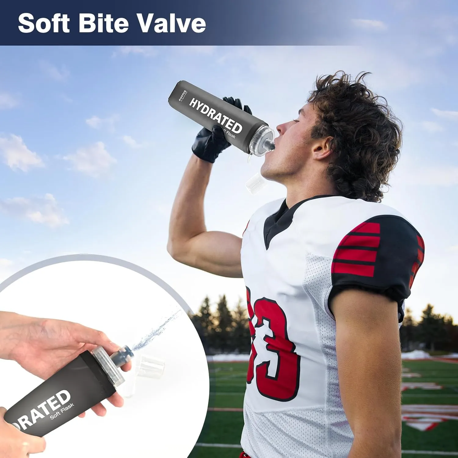 Soft Flask 2 Pack with Dust Cap, 17oz/500ml Flexible TPU Soft Water Flask for Running Vest, BPA-Free Hydration Foldable Running Flask for Running, Hiking, Cycling