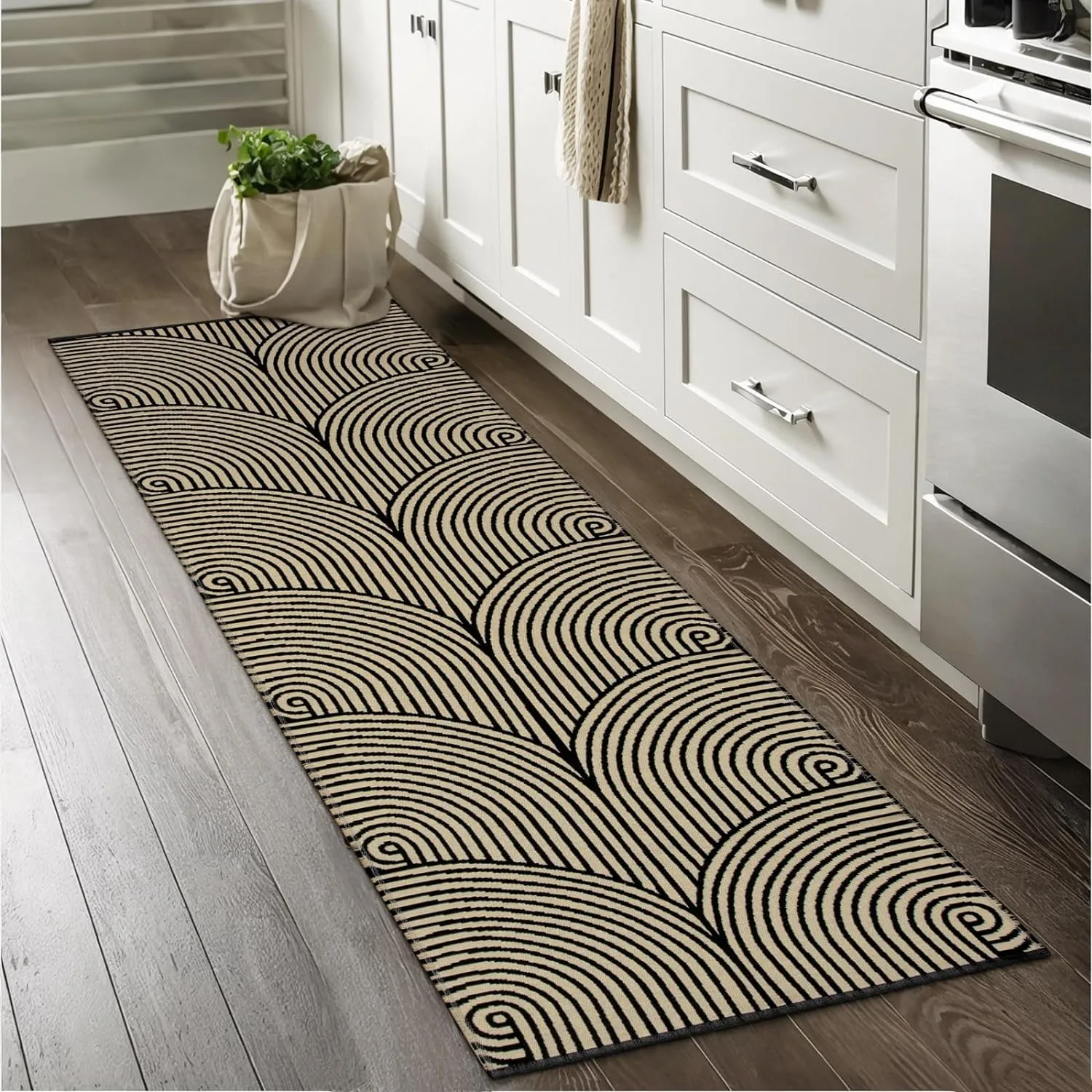 Tiffasea Farmhouse Runners for Hallways 2x6 ft Washable Kitchen Rugs Floor Runner Cotton Hand-Woven Entryway Rug Reversible Outdoor Runner Rug Carpet Runners for Indoor Bedroom Bathroom