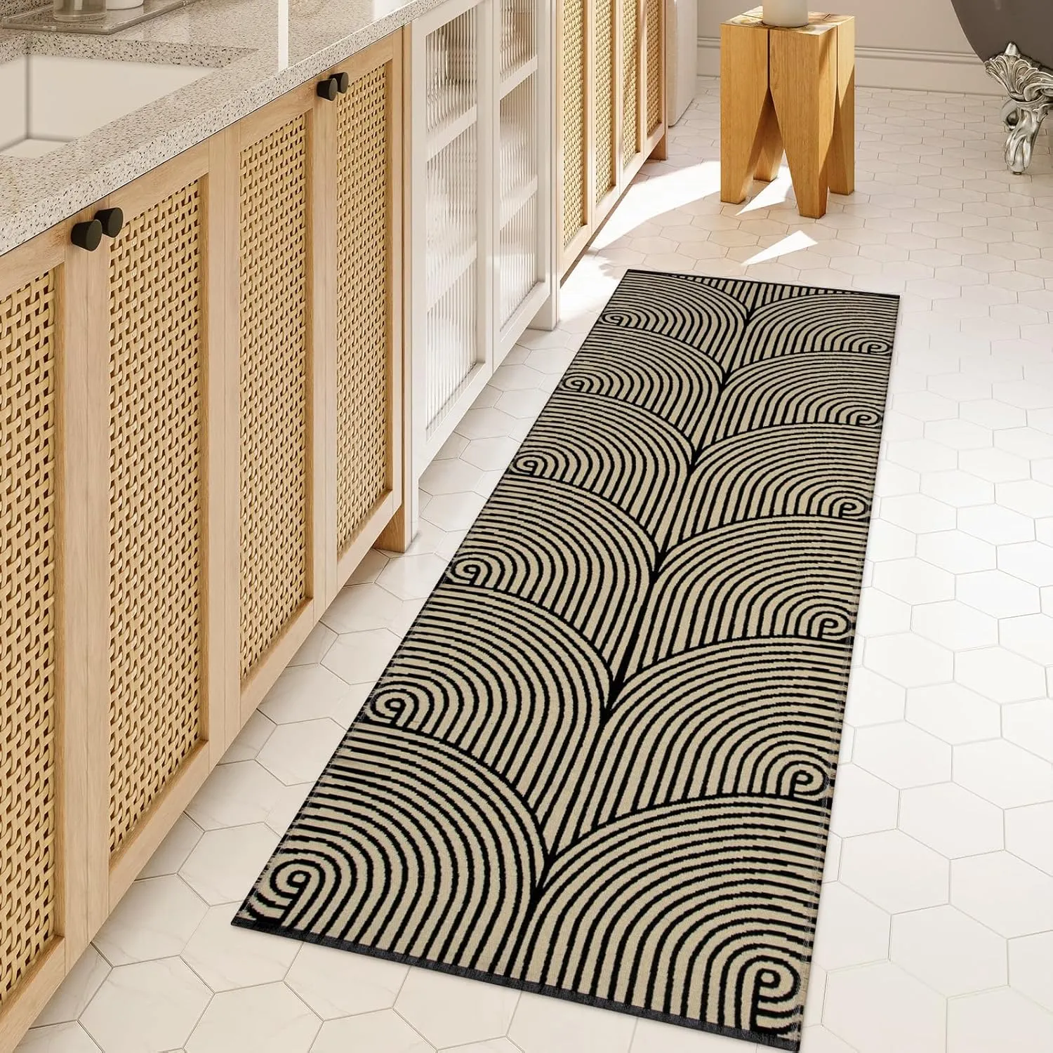 Tiffasea Farmhouse Runners for Hallways 2x6 ft Washable Kitchen Rugs Floor Runner Cotton Hand-Woven Entryway Rug Reversible Outdoor Runner Rug Carpet Runners for Indoor Bedroom Bathroom