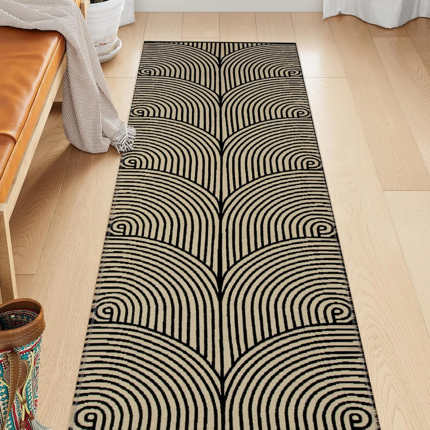 Tiffasea Farmhouse Runners for Hallways 2x6 ft Washable Kitchen Rugs Floor Runner Cotton Hand-Woven Entryway Rug Reversible Outdoor Runner Rug Carpet Runners for Indoor Bedroom Bathroom