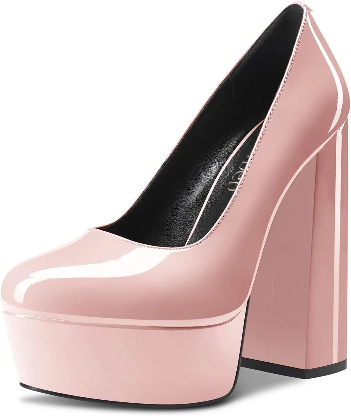 TNYNFBEB Women Chunky Block High Platform Heel Round Toe Pumps Slip-on Prom Basic Classic 5.5 Inches Heels