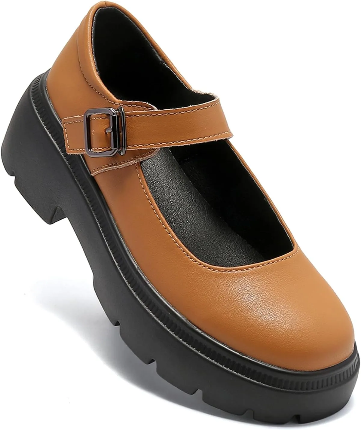 Touchmosees Women's Mary Janes Shoes Platform Dress Chunky Pumps Oxfords Low Heel Round Toe Ankle Strap Pumps Wedges Shoes