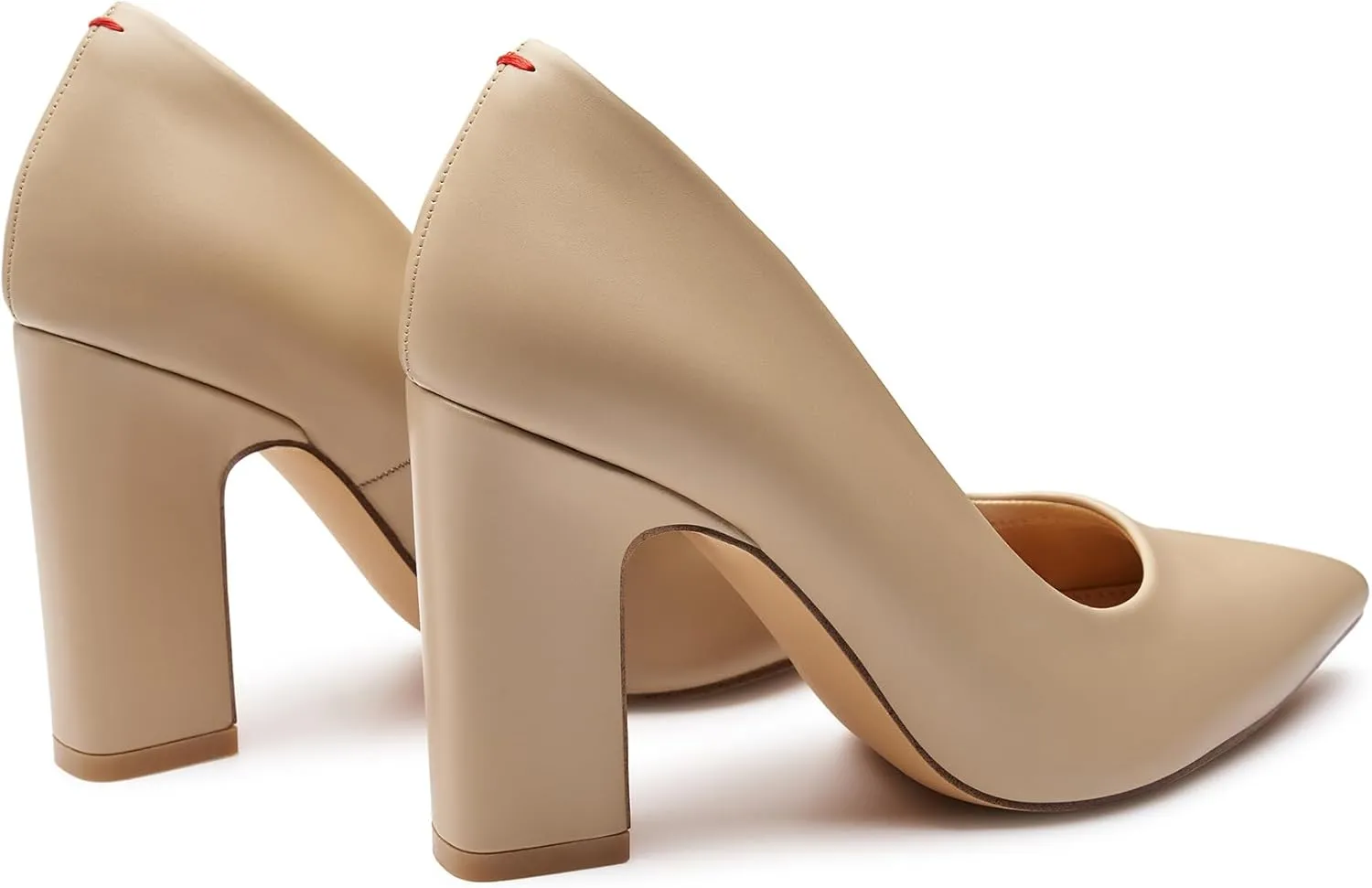Trary Heels for Women Closed Pointed Toe Chunky Pumps Shoes Women Block High Heels Comfortable Slip-On Dress Office Party Wedding Shoes 3.54" Heel