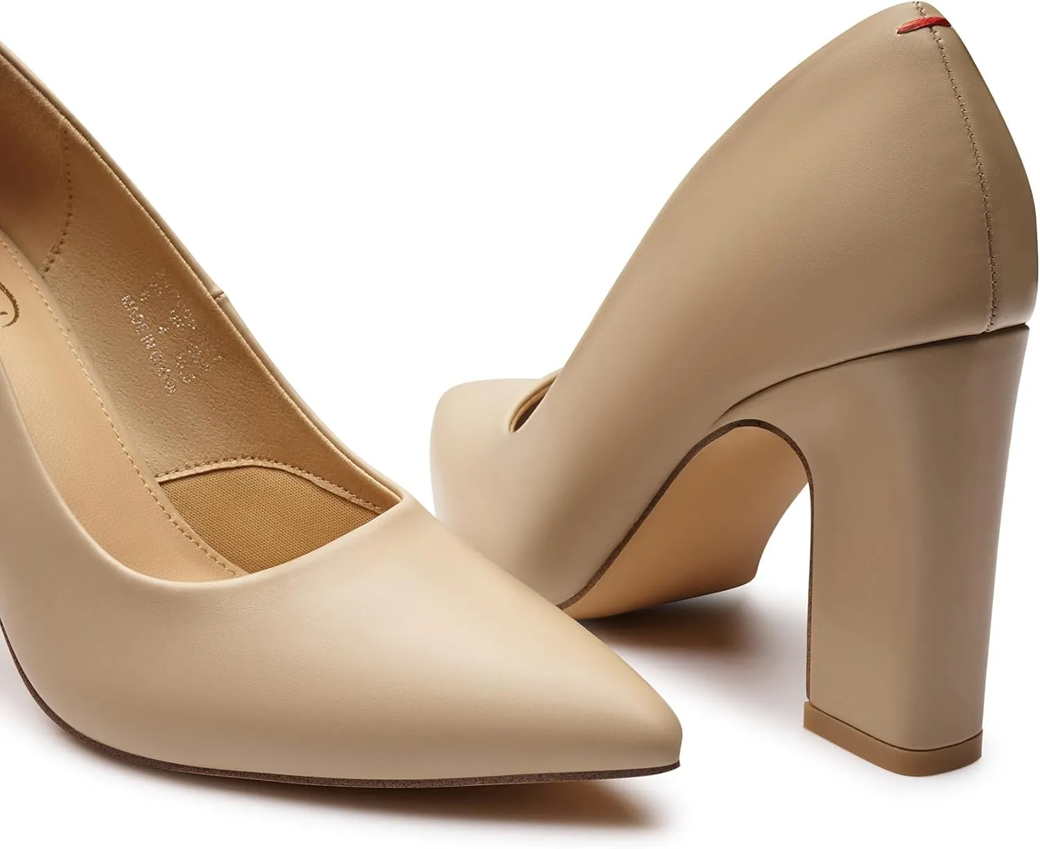 Trary Heels for Women Closed Pointed Toe Chunky Pumps Shoes Women Block High Heels Comfortable Slip-On Dress Office Party Wedding Shoes 3.54" Heel