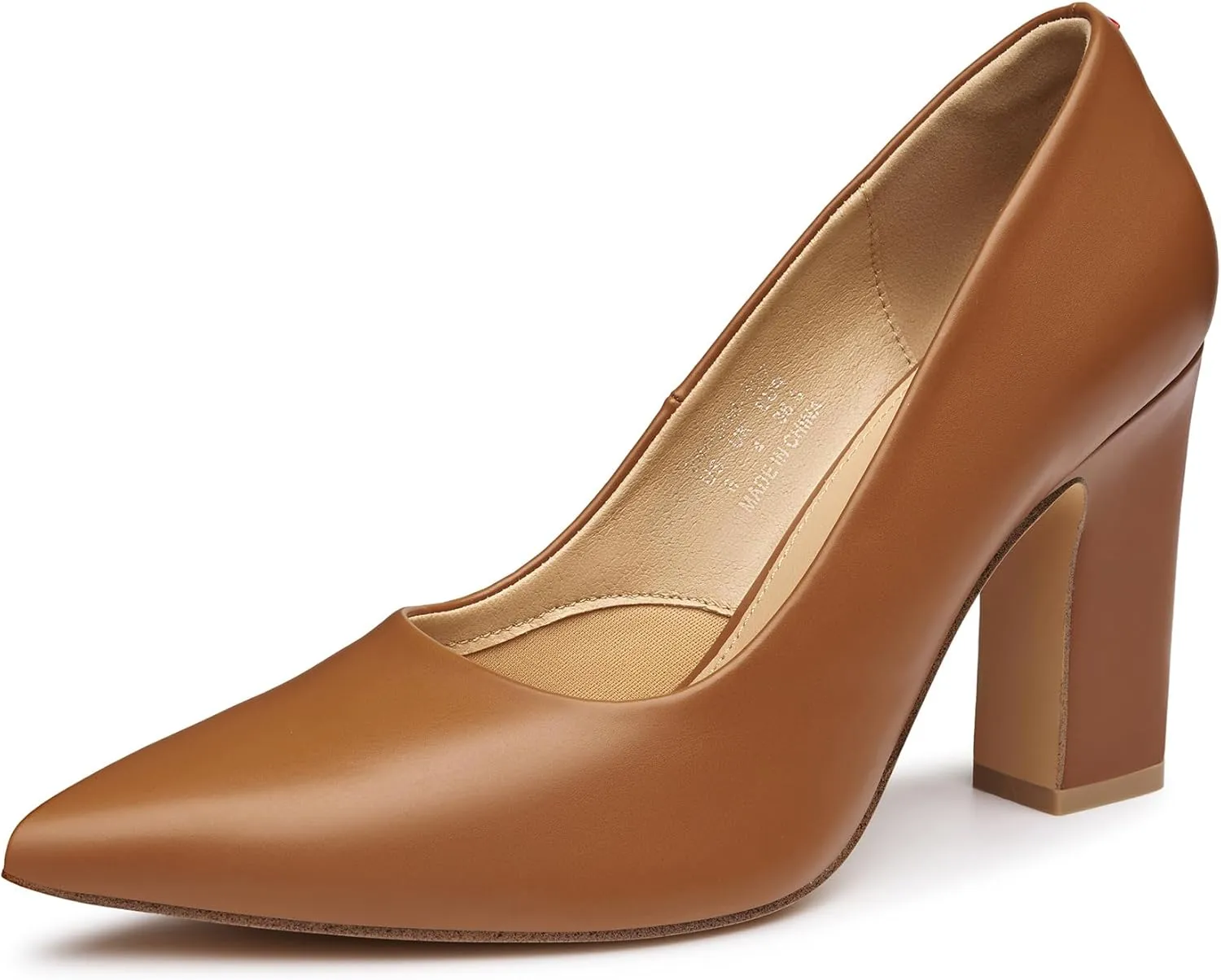 Trary Heels for Women Closed Pointed Toe Chunky Pumps Shoes Women Block High Heels Comfortable Slip-On Dress Office Party Wedding Shoes 3.54" Heel