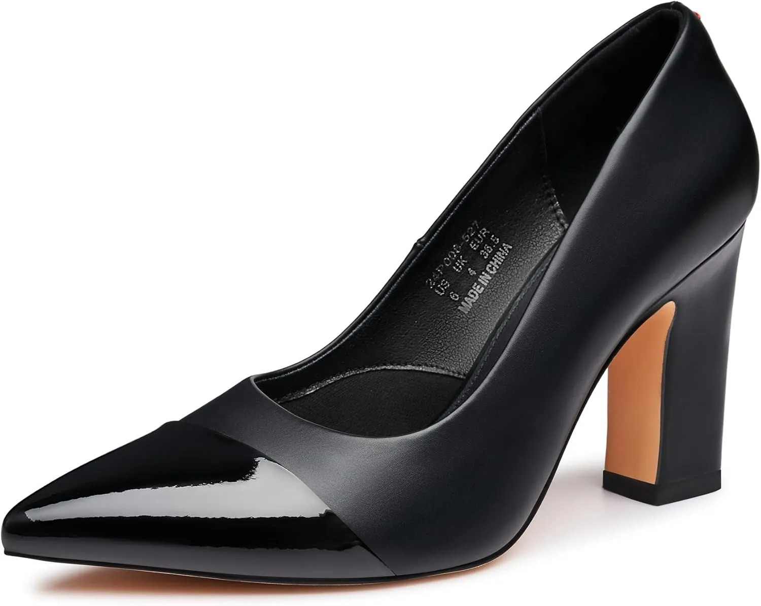 Trary Heels for Women Closed Pointed Toe Chunky Pumps Shoes Women Block High Heels Comfortable Slip-On Dress Office Party Wedding Shoes 3.54" Heel