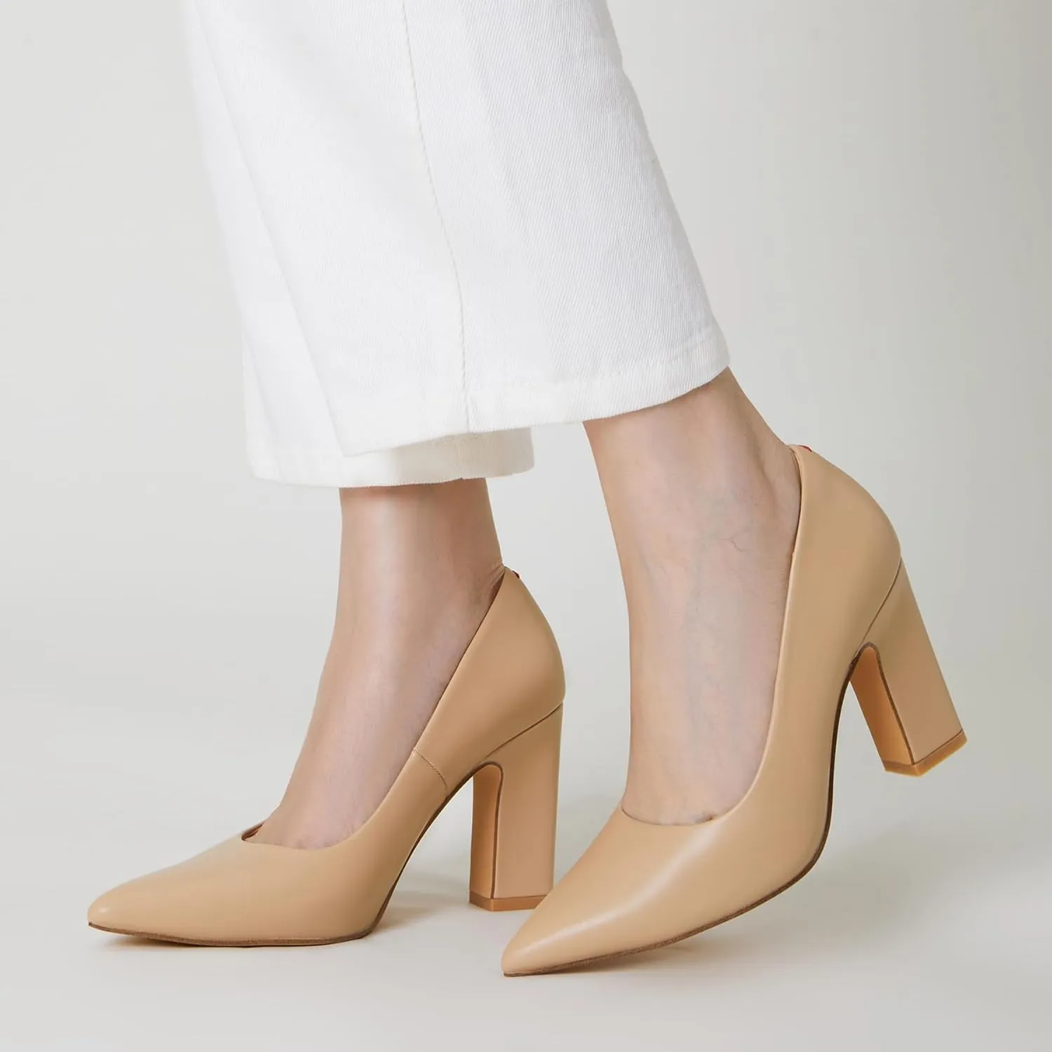 Trary Heels for Women Closed Pointed Toe Chunky Pumps Shoes Women Block High Heels Comfortable Slip-On Dress Office Party Wedding Shoes 3.54" Heel