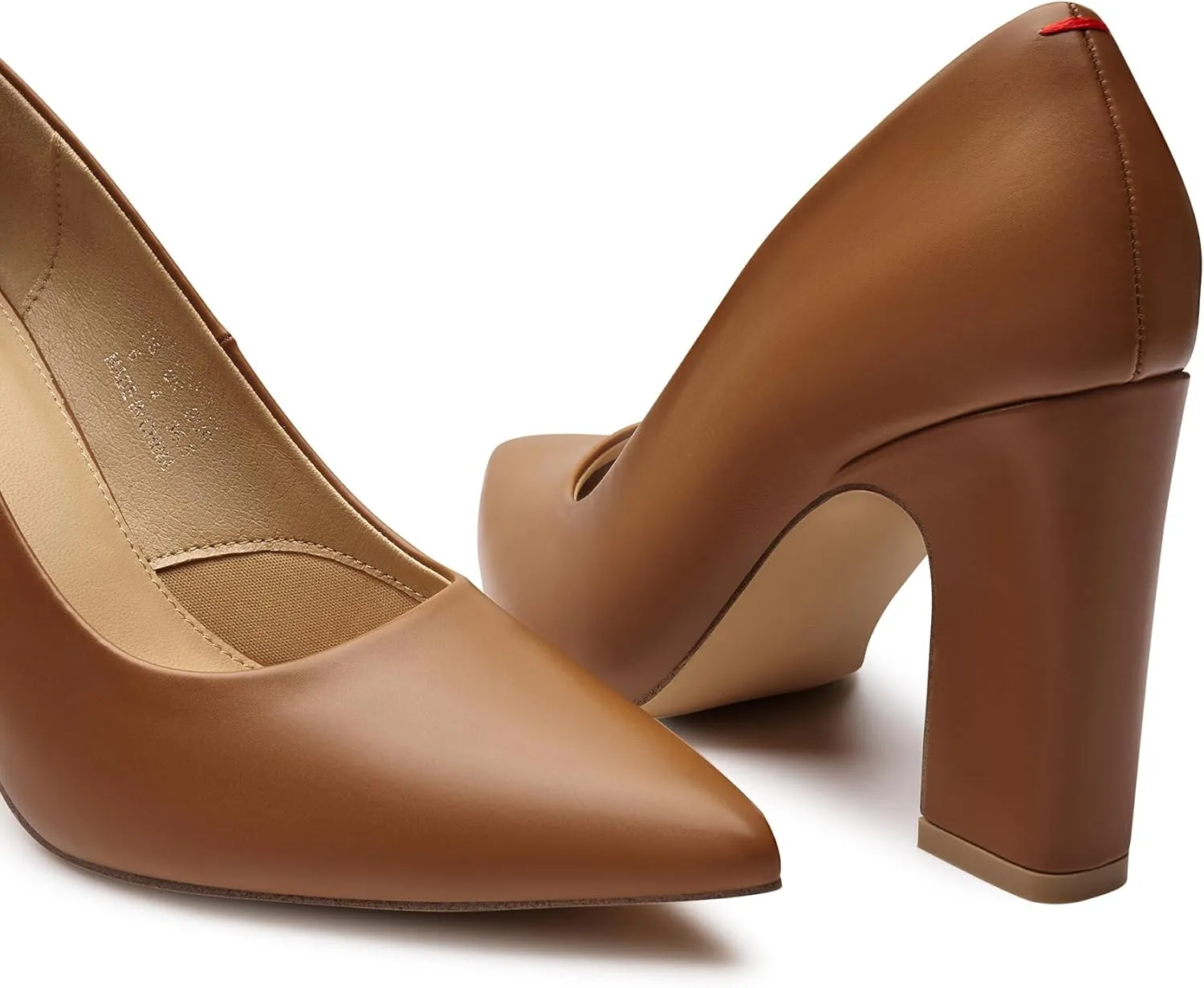 Trary Heels for Women Closed Pointed Toe Chunky Pumps Shoes Women Block High Heels Comfortable Slip-On Dress Office Party Wedding Shoes 3.54" Heel