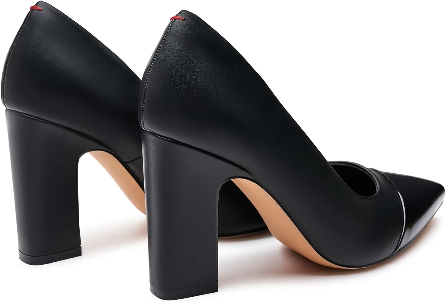Trary Heels for Women Closed Pointed Toe Chunky Pumps Shoes Women Block High Heels Comfortable Slip-On Dress Office Party Wedding Shoes 3.54" Heel