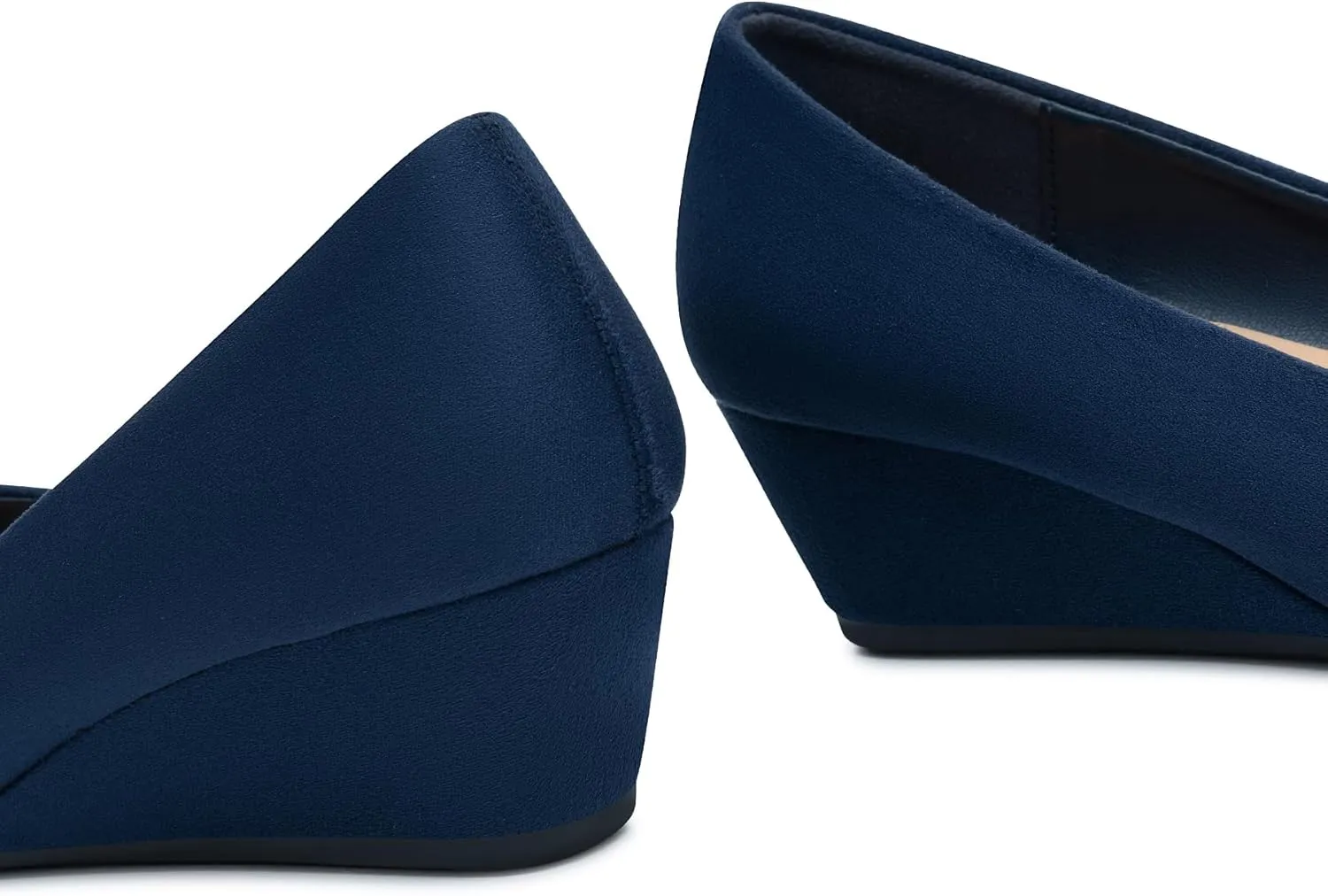 Trary Women's Wedges Heels for Women Pumps Round Toe Mid Heels Comfortable Closed Toe Dressy Shoes Women Pumps Wedge Shoes for Wedding Work Office Party 1.8 Inches