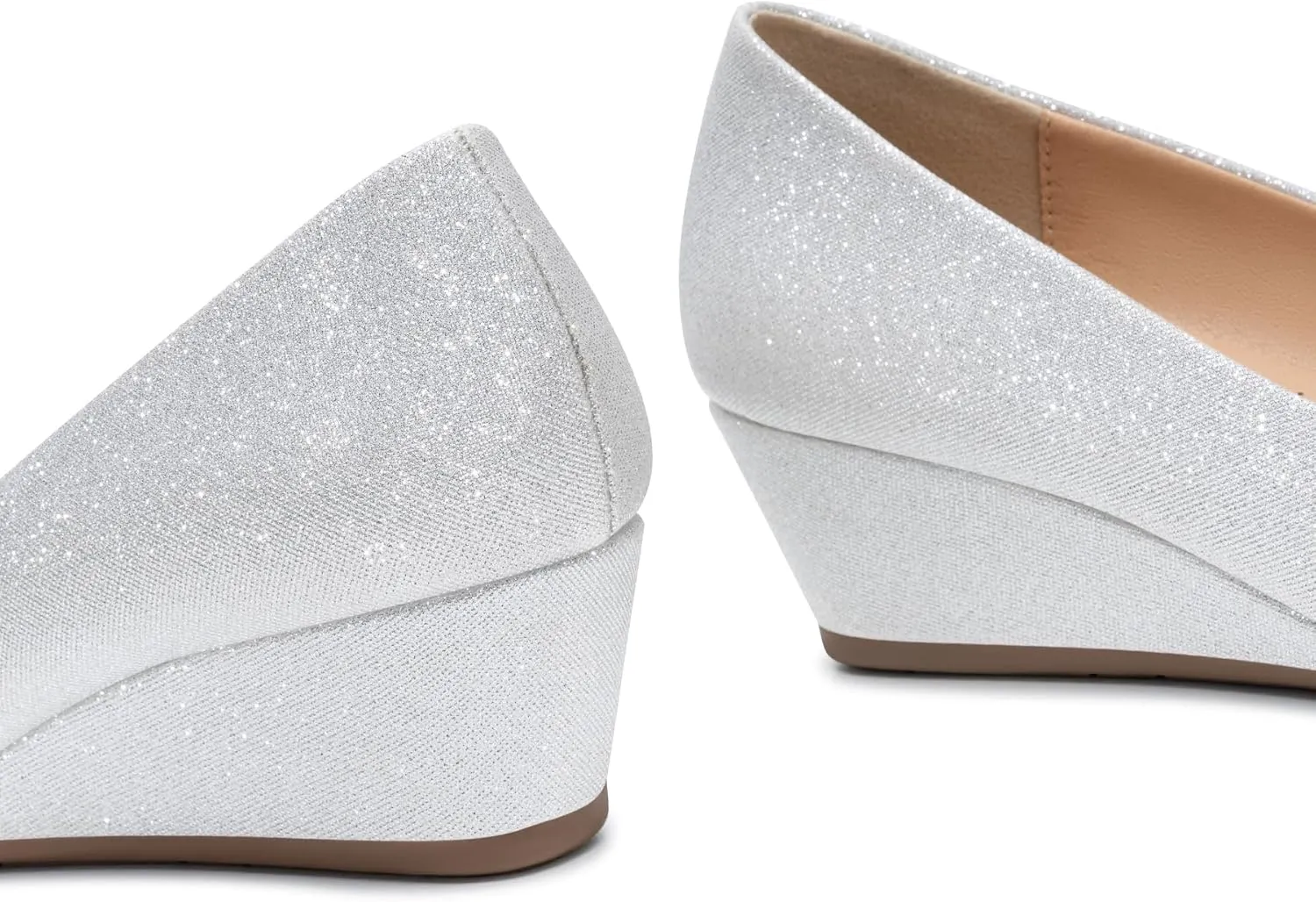 Trary Women's Wedges Heels for Women Pumps Round Toe Mid Heels Comfortable Closed Toe Dressy Shoes Women Pumps Wedge Shoes for Wedding Work Office Party 1.8 Inches