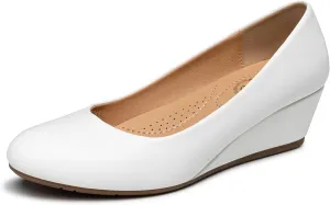 Trary Women's Wedges Heels for Women Pumps Round Toe Mid Heels Comfortable Closed Toe Dressy Shoes Women Pumps Wedge Shoes for Wedding Work Office Party 1.8 Inches