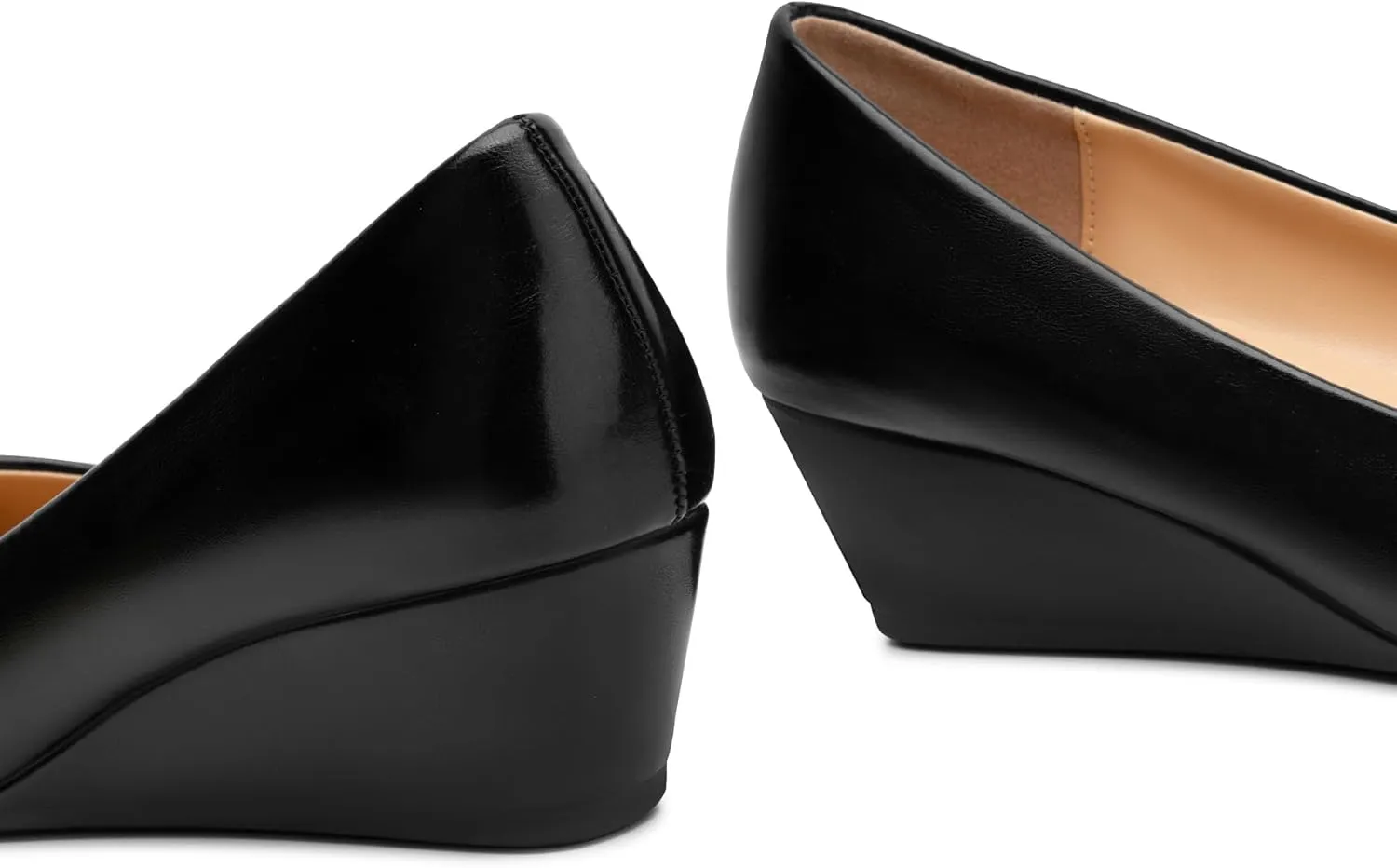Trary Women's Wedges Heels for Women Pumps Round Toe Mid Heels Comfortable Closed Toe Dressy Shoes Women Pumps Wedge Shoes for Wedding Work Office Party 1.8 Inches