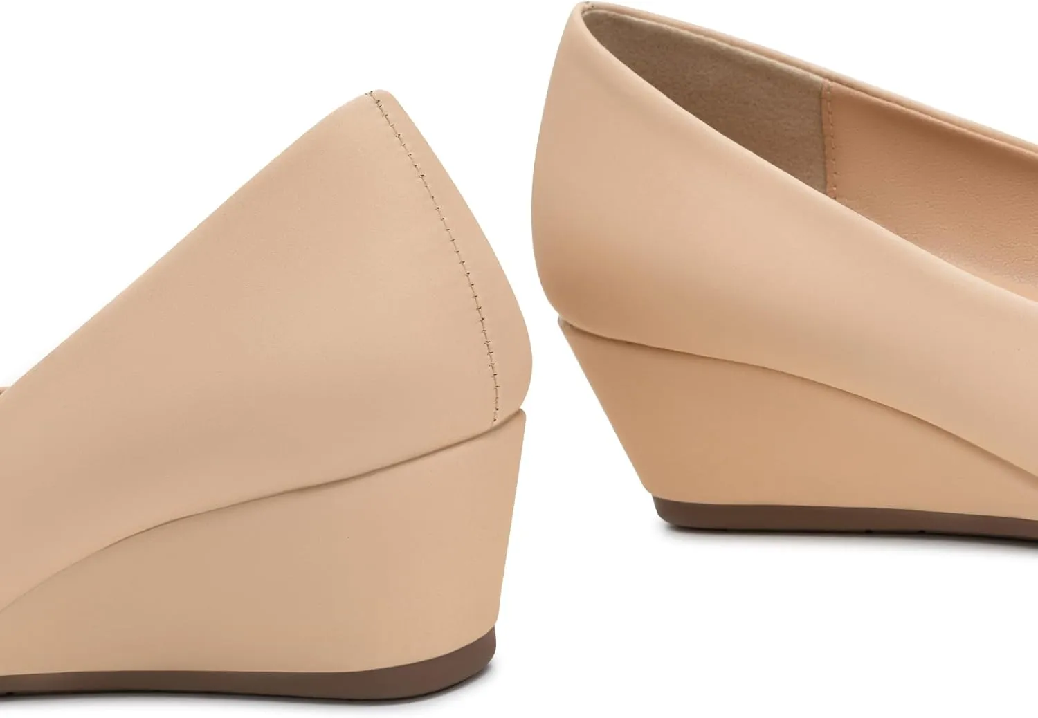 Trary Women's Wedges Heels for Women Pumps Round Toe Mid Heels Comfortable Closed Toe Dressy Shoes Women Pumps Wedge Shoes for Wedding Work Office Party 1.8 Inches