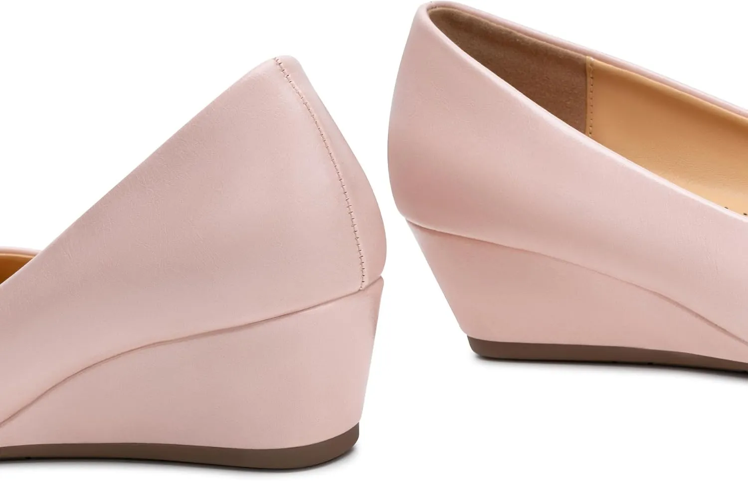 Trary Women's Wedges Heels for Women Pumps Round Toe Mid Heels Comfortable Closed Toe Dressy Shoes Women Pumps Wedge Shoes for Wedding Work Office Party 1.8 Inches