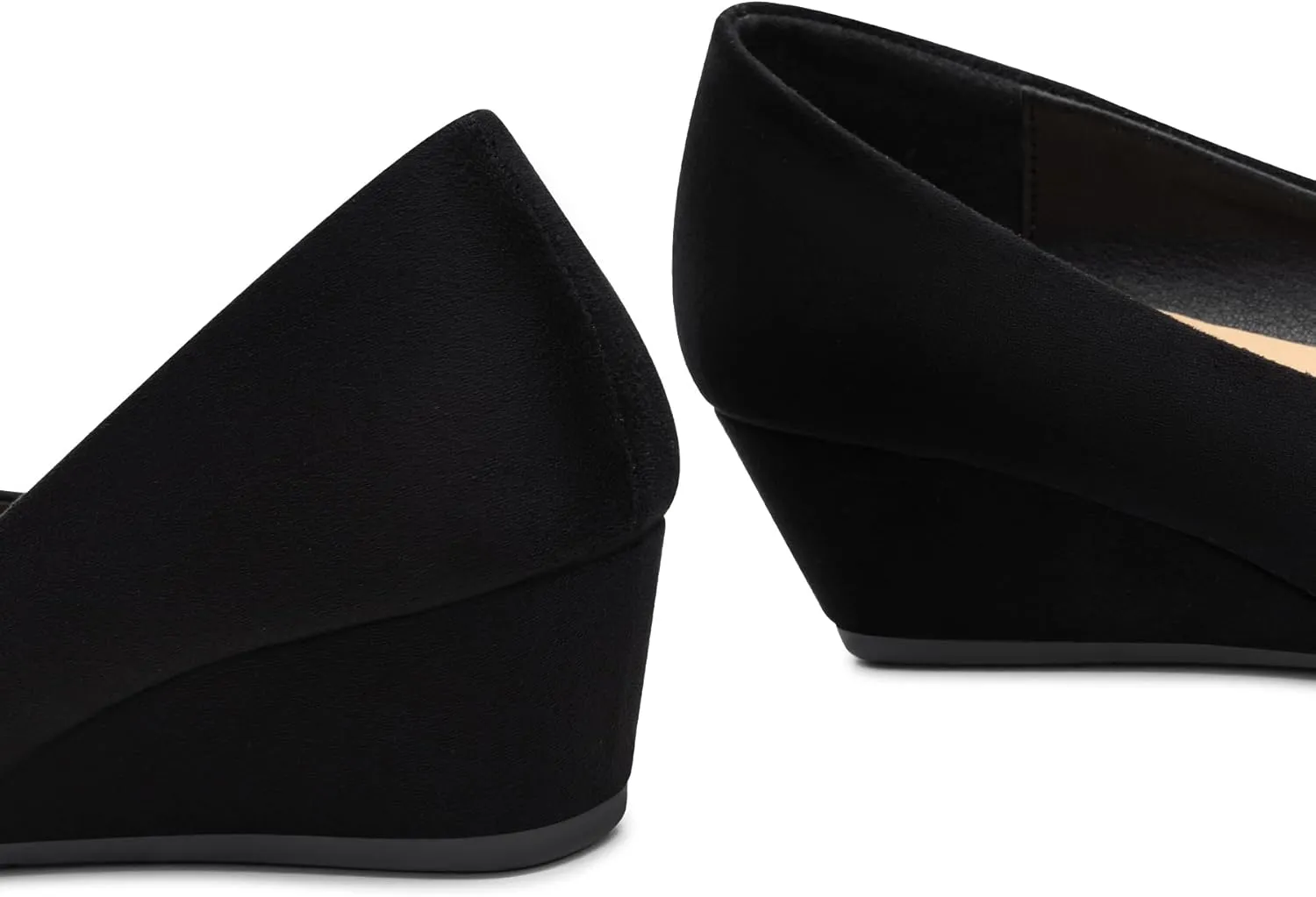 Trary Women's Wedges Heels for Women Pumps Round Toe Mid Heels Comfortable Closed Toe Dressy Shoes Women Pumps Wedge Shoes for Wedding Work Office Party 1.8 Inches
