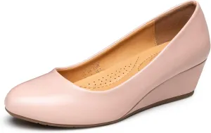 Trary Women's Wedges Heels for Women Pumps Round Toe Mid Heels Comfortable Closed Toe Dressy Shoes Women Pumps Wedge Shoes for Wedding Work Office Party 1.8 Inches