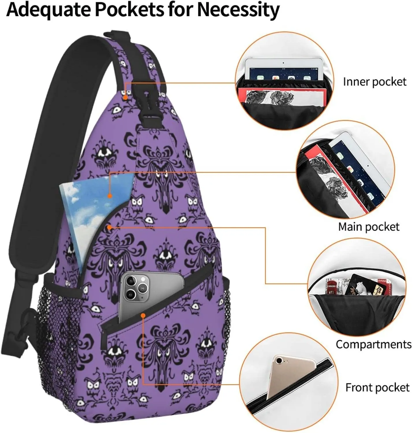 Unisex Sling Backpack Crossbody Shoulder Bags for Men Women Small Daypacks Chest Bag Hiking Travel Sport Climbing Runners