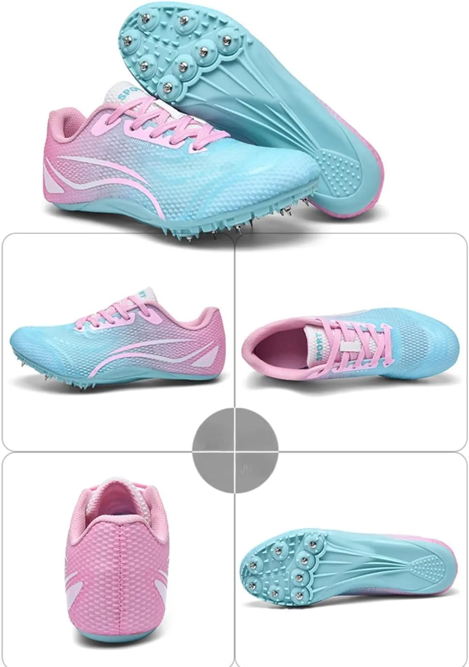 Unisex Track & Field Spikes Shoes with 8 Removable Nails - High-Performance Breathable Mesh Sprint & Jumping Athletic Shoes for Men, Women, Boys, Girls
