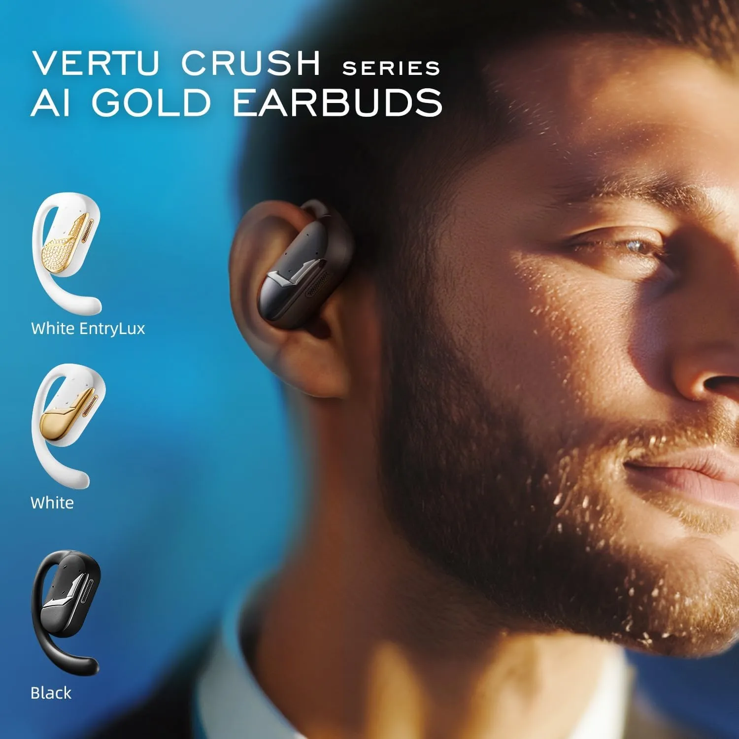 Vertu Crush Series AI Earbuds Wireless Bluetooth, Translation Headphones, Zero-Pressure Comfort Earbuds for Runners, Synced Sound and Vision for Gaming(Black)