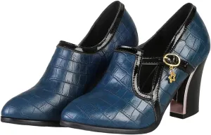 VOKLIN Women's Vintage Plaid Pump Oxfords Brogues Round Toe Wingtip Chunky Block High Heels Dress Shoes