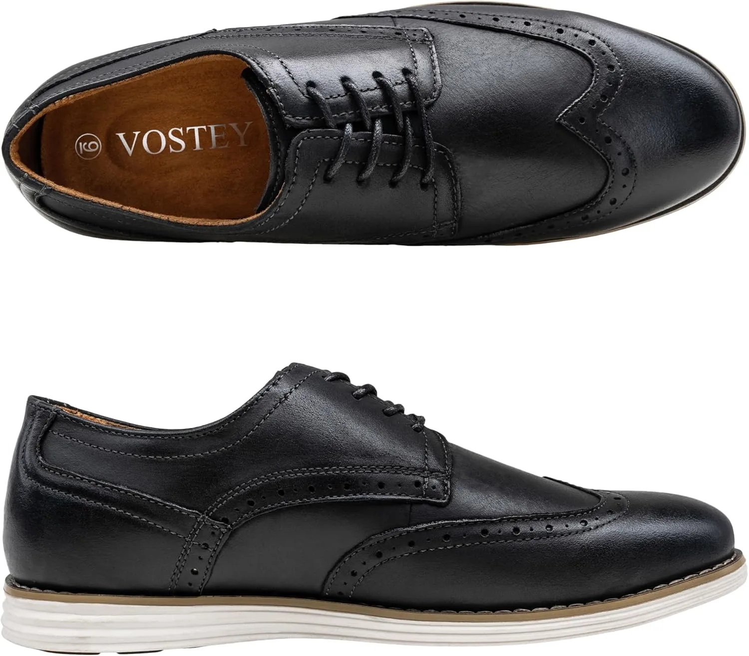 Vostey Men's Dress Shoes Leather Casual Dress Shoes for Men Leather Business Oxford Shoes for Men