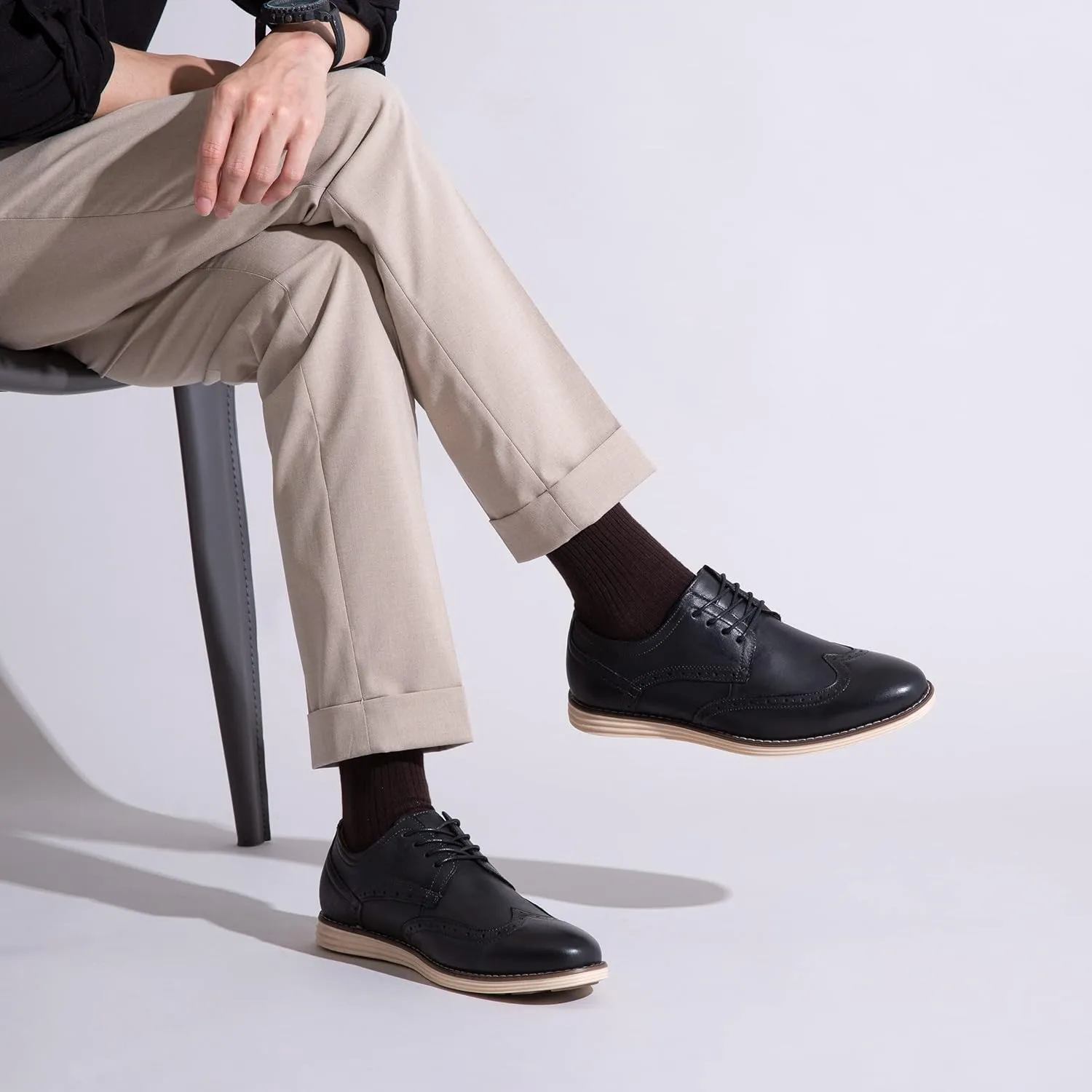 Vostey Men's Dress Shoes Leather Casual Dress Shoes for Men Leather Business Oxford Shoes for Men