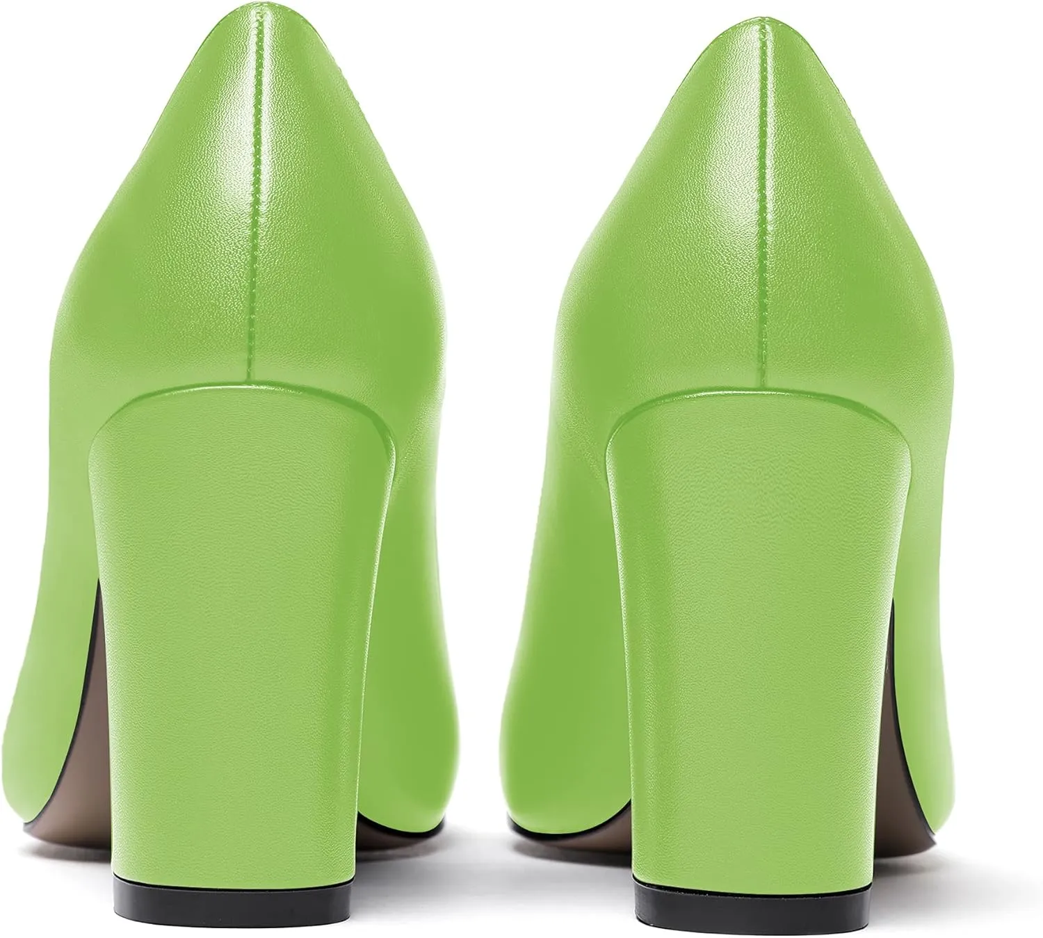 WAYDERNS Women's Thick Matte Solid Round Toe Slip On Block High Heel Pumps Shoes 3.5 Inch