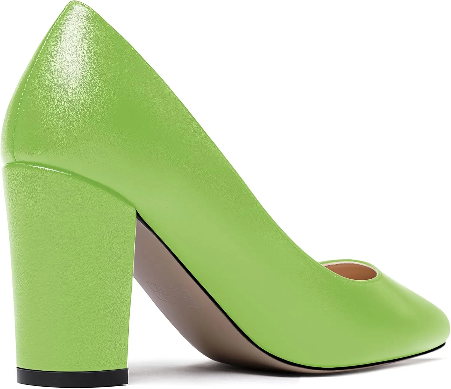 WAYDERNS Women's Thick Matte Solid Round Toe Slip On Block High Heel Pumps Shoes 3.5 Inch