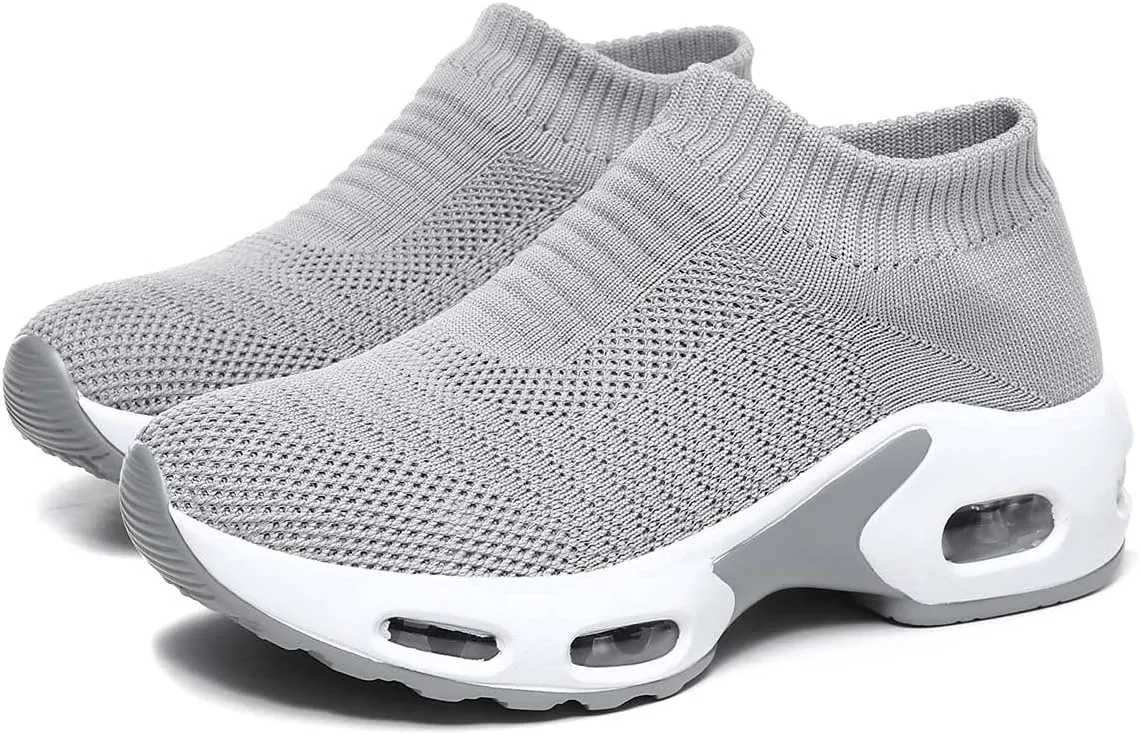 Women Knitted Upper Air Cushion Sole Lightweight Slip-On Sock Sneakers Casual Walking Shoes Doctor and Nurse Work Shoes