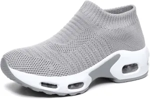 Women Knitted Upper Air Cushion Sole Lightweight Slip-On Sock Sneakers Casual Walking Shoes Doctor and Nurse Work Shoes