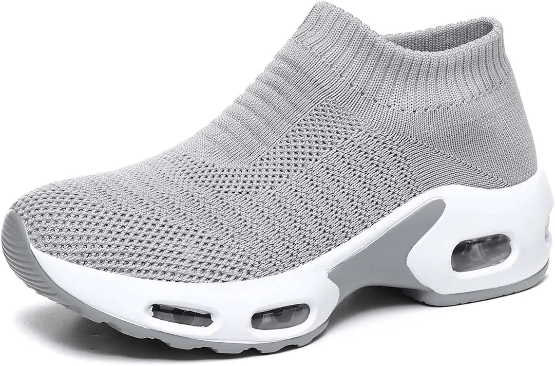 Women Knitted Upper Air Cushion Sole Lightweight Slip-On Sock Sneakers Casual Walking Shoes Doctor and Nurse Work Shoes