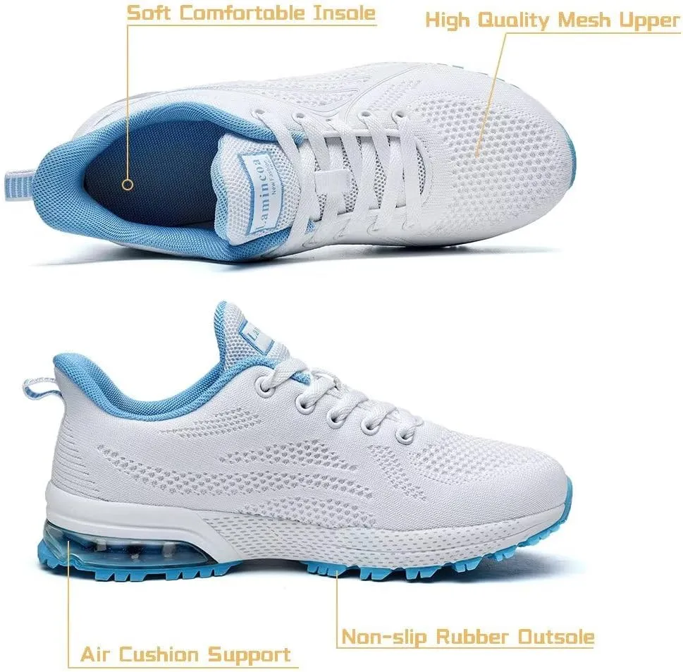 Womens Air Running Shoes Non Slip Tennis Walking Shoes Women Mesh Cushion Sneakers for Gym Workout Sports