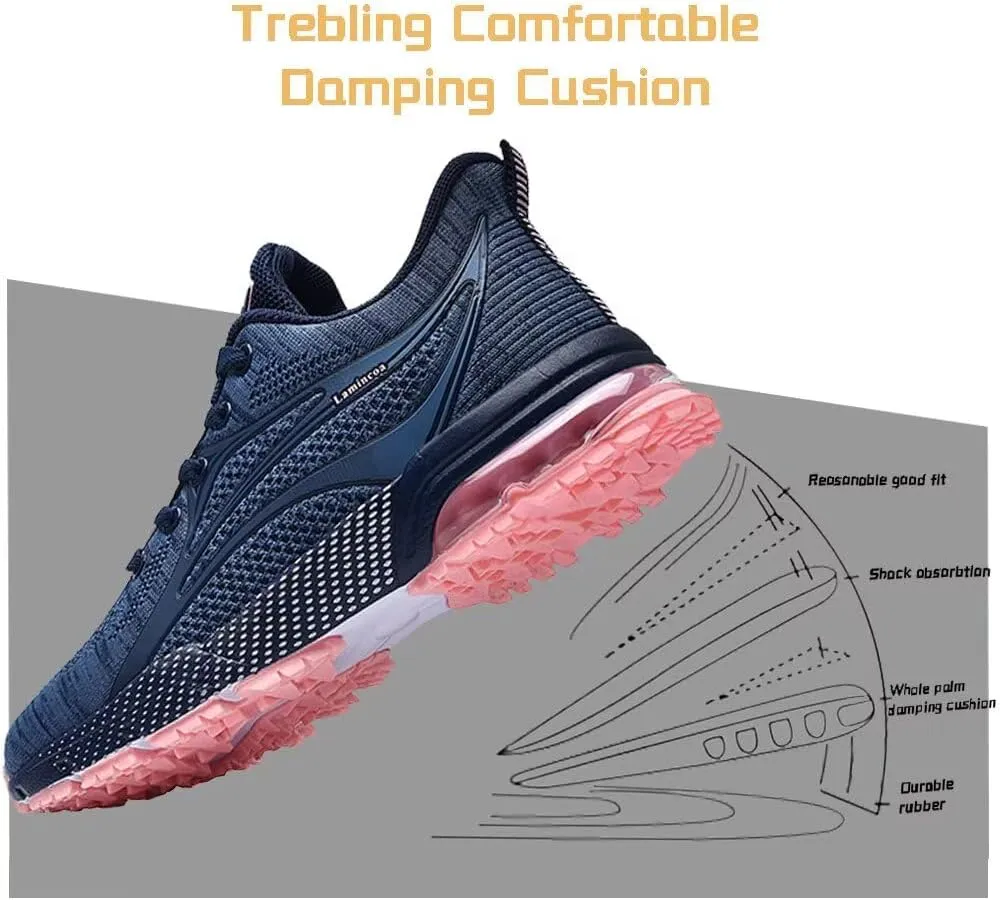 Womens Air Running Shoes Non Slip Tennis Walking Shoes Women Mesh Cushion Sneakers for Gym Workout Sports